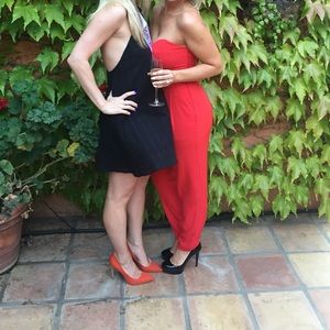 H&M Red Strapless Jumpsuit Size 6